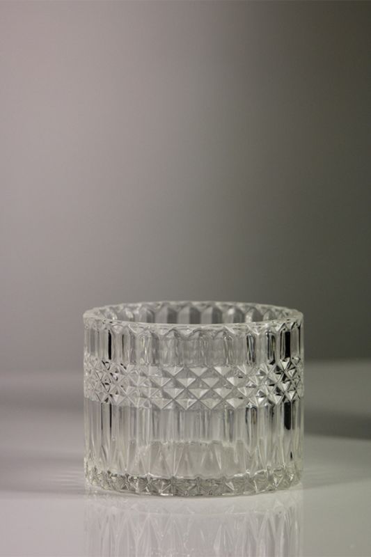 Glass - Deluxe 'Cut' Pattern Cylinder - Clear - Set of 24