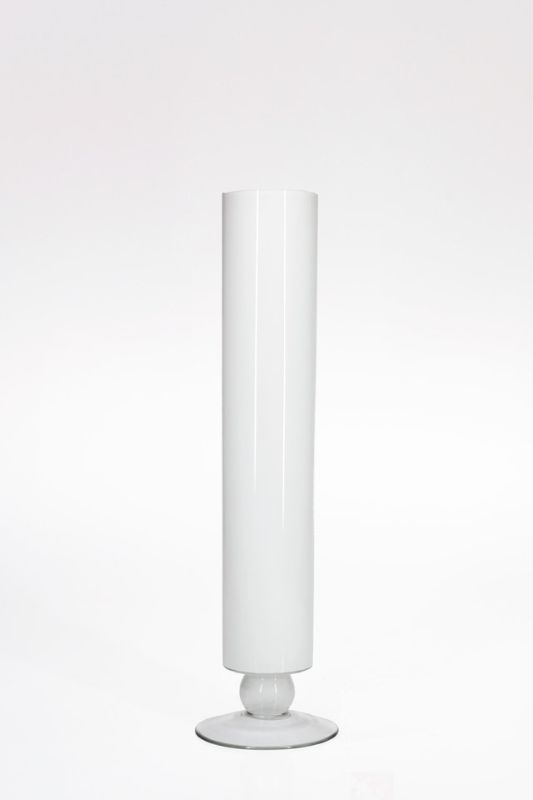 Glass - White Cylinder w Base - White - Set of 6