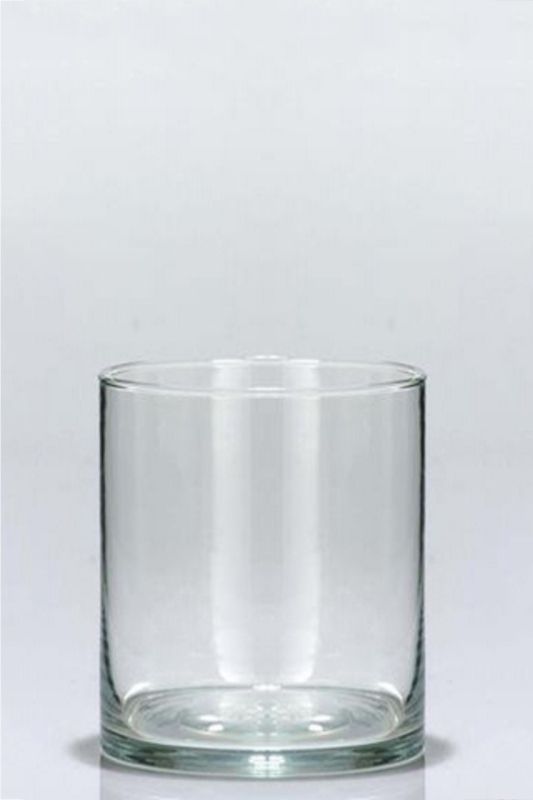 Glass - Symmetrical Squat Cylinder Vase - Clear - Set of 12