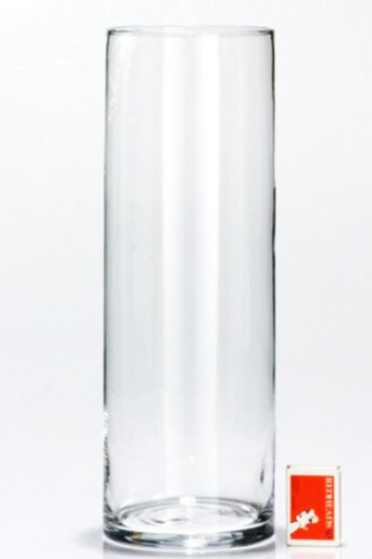 Glass - Tall Plain Cylinder Vase - Clear - Set of 12