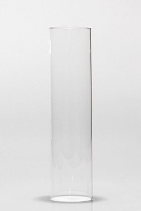 Clear glass cylinder tubes set of 12, 100x550mm, open at both ends, perfect for floral arrangements and candle displays.