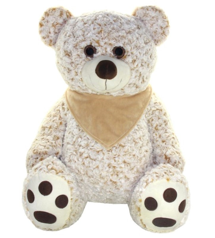 Soft beige Jetson Bear plush toy with a charming scarf, perfect for cuddling and imaginative play, 55cm tall.