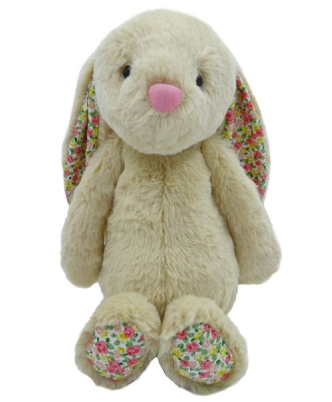 Plush / Soft Toy- Mopsey Bunny Beige Bunny with Floral Ears and Feet