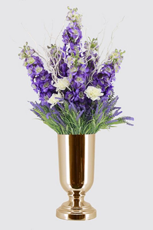High Side Flower Urn (Heavy Base) - Gold