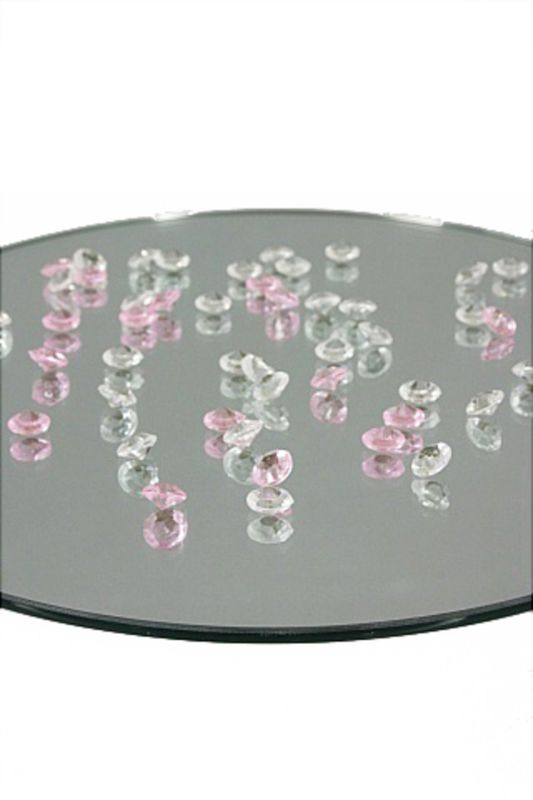 Clear acrylic scatter diamonds (approx. 2080pc) for elegant table decor, ideal for weddings and celebrations, each 10mm in size.