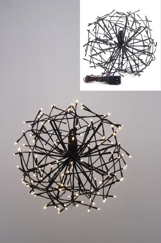 Warm white 144 LED Ball, 55cm diameter, chocolate finish, ideal for indoor/outdoor decoration and festive occasions.