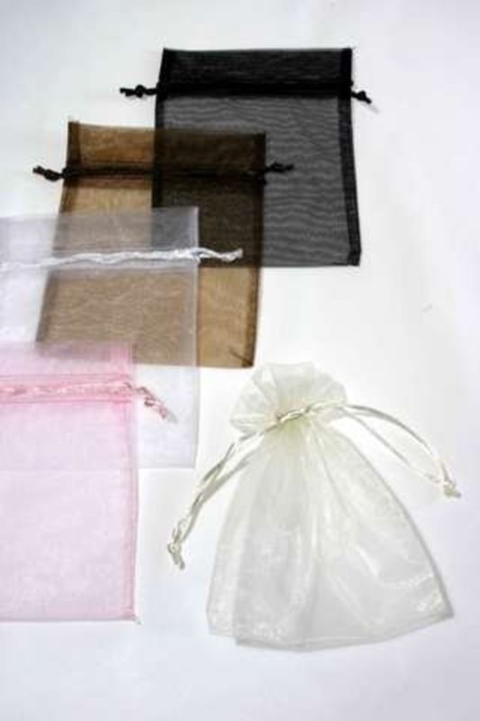 Organza Bag with Chord Tie - White - Set of 50
