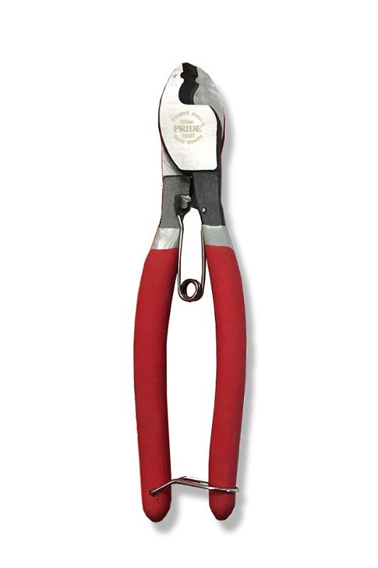 Florist heavy duty wire cutter in red, 8 inches, designed for precise cuts of heavy wire stems in floral arrangements.