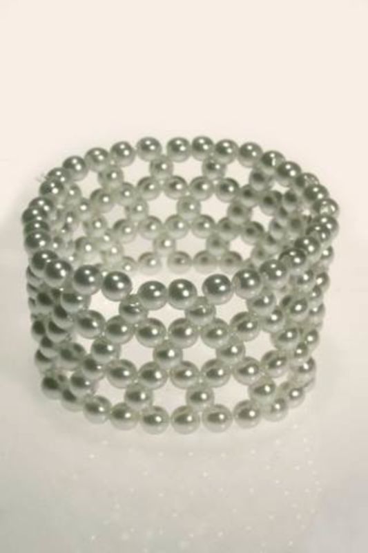 Florist - Pattern Pearl Corsage Bracelet - Black - Set of 12