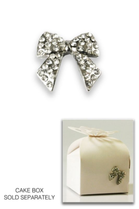 Set of 12 silver diamante bows (18mm) perfect for embellishing gifts, decorations, and crafting projects.