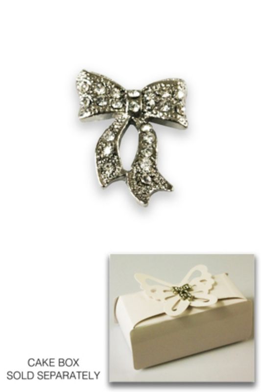 Set of 12 silver diamante bow v-tails, each measuring 13mm x 22mm, perfect for elegant crafting and decor.