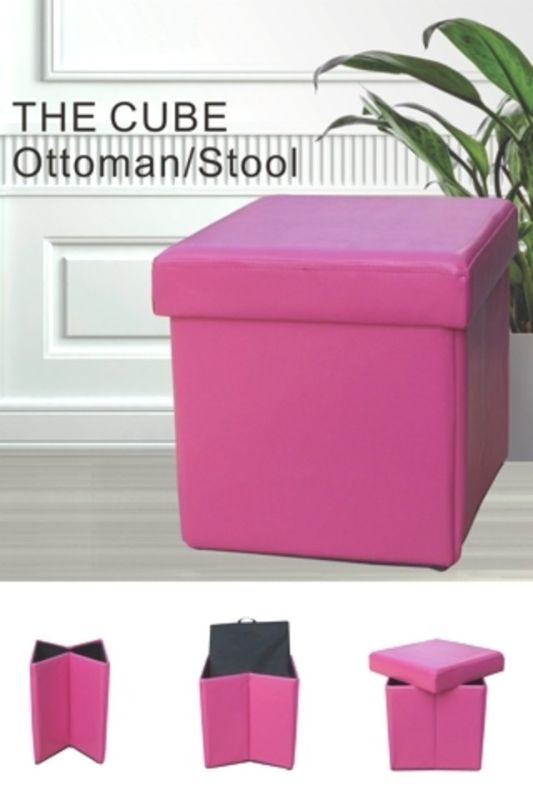 Black PU leatherette Party Stool with collapsible design and hidden storage, perfect for versatile seating and space-saving.