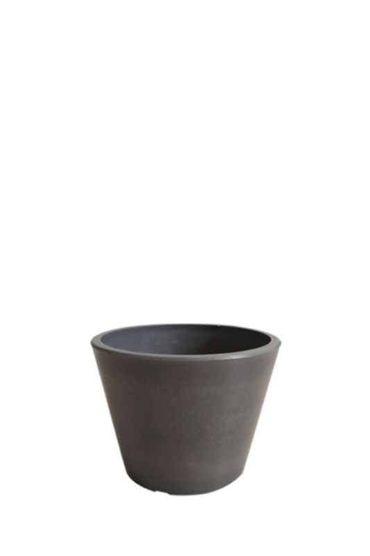 Eco-friendly recycled pot in smoke made from 100% recycled materials, perfect for indoor/outdoor use with a classic finish.