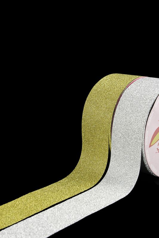 Set of 4 gold Glitter Tear Ribbons, 38mm wide, 20m long; perfect for gift wrapping and DIY crafts with easy tear design.