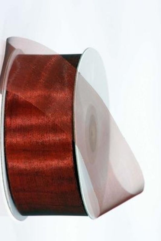 Elegant 2-tone sheer brown organza ribbon, perfect for crafts, gift wrapping, and floral arrangements. Lightweight and versatile.