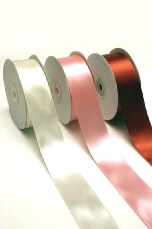 White satin ribbon set of 3, 38mm wide, double-faced for elegant gift wrapping and crafts, 32.9m length per roll.