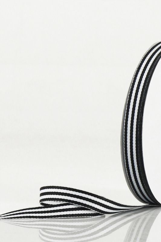Ribbon - Triple Stripe Grosgrain Ribbon - Black - Set of 5