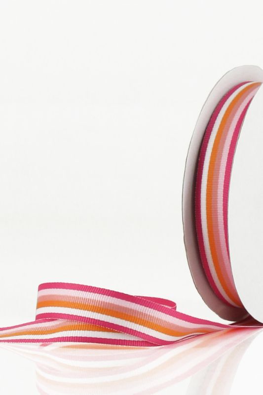 Ribbon - Multi Stripe Grosgrain Ribbon - Rosebloom - Set of 5