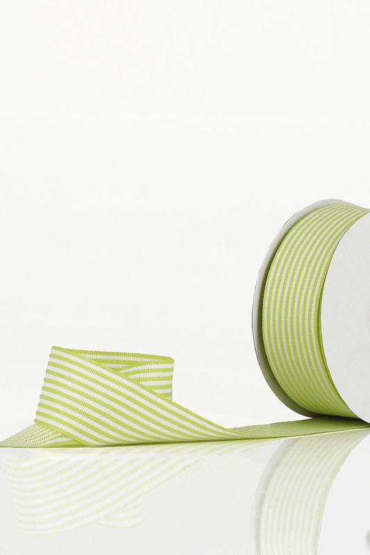 Ribbon - Wide Fine Stripe Grosgrain Ribbon - Lime - Set of 2