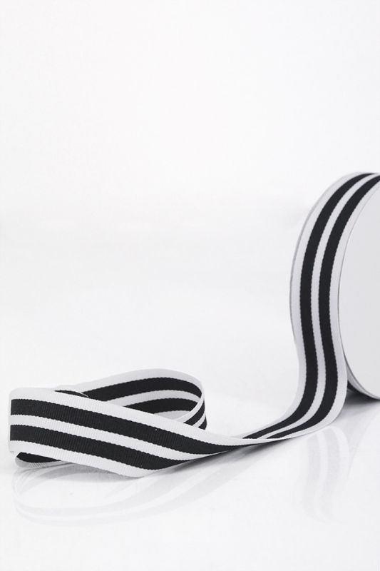 Ribbon - Single Black Stripe Grosgrain Ribbon - Black - Set of 5