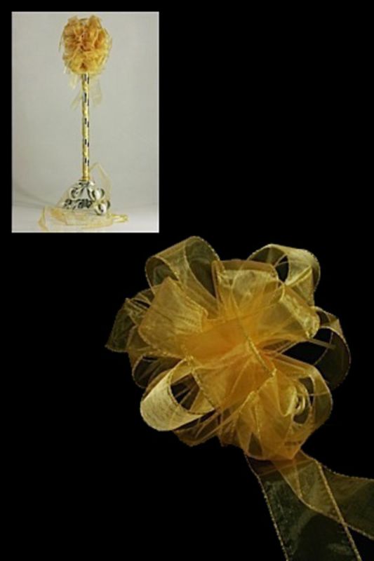 Ribbon - Pull Bow Gold Edge - Old Gold - Set of 20