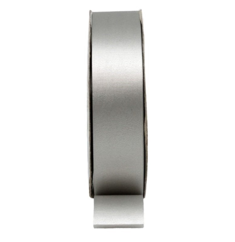 Elegant Ribbon Tear Silver, 30mm wide and 90m long, perfect for gift wrapping and DIY projects with a shimmering finish.