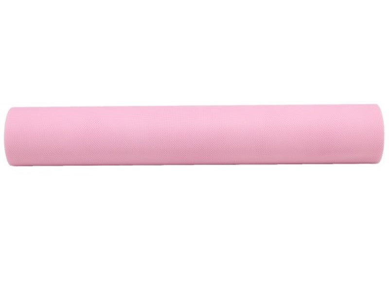 Light pink tulle roll, 60cm wide and 20m long, perfect for crafts and wedding decorations.