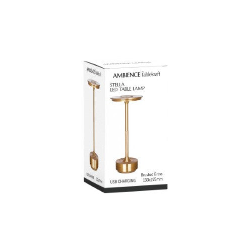 Ambience Stella Cordless LED Table Lamp Brushed Brass - Tablekraft