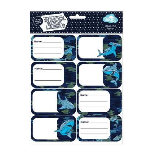Spencil Robo Shark Name & Subject Lables 16 Pack