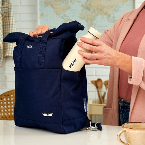 Milan Urban Backpack Top Roll Closure 10L 1918 Series Navy Blue