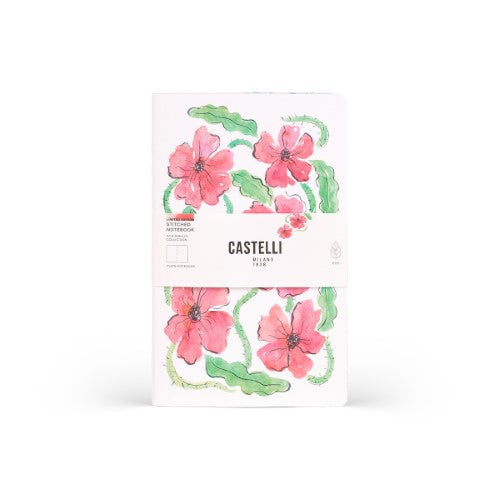 Castelli Quaderno Stitched Aquarello Mid Plain Poppy Flowers