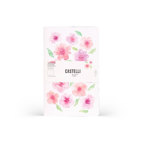 Castelli Quaderno Stitched Aquarello Mid Plain Peach Flowers
