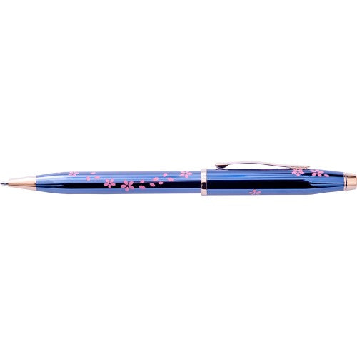 Cross Century II Cherry Blossom Blue Lacquer Ballpoint with Rose Gold Trim
