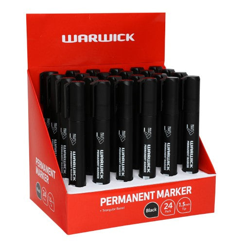 Warwick Permanent Marker Bullet Tip Black Display 24