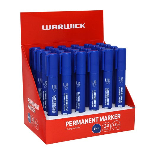 Warwick Permanent Marker Bullet Tip Blue Display 24