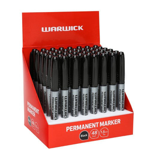 Warwick Permanent Marker Fine Tip Black Display 48