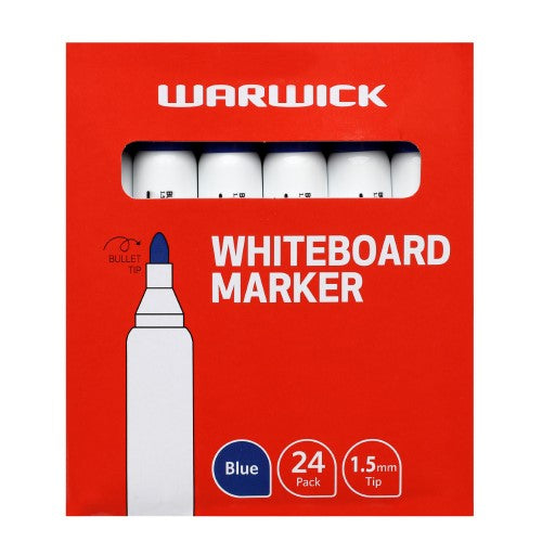 Warwick Whiteboard Marker Bullet Tip Blue Pack 24