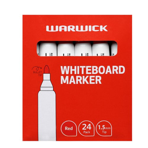 Warwick Whiteboard Marker Bullet Tip Red Pack 24