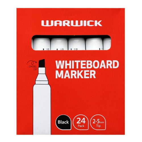 Warwick Whiteboard Marker Chisel Tip Black Pack 24