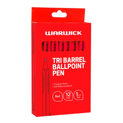 Warwick Pen Ballpoint Tri Barrel 1.0mm Medium Red Box 12
