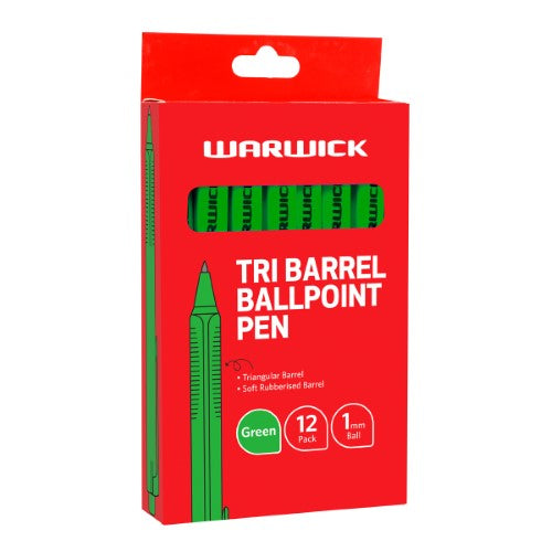 Warwick Pen Ballpoint Tri Barrel 1.0mm Medium Green Box 12