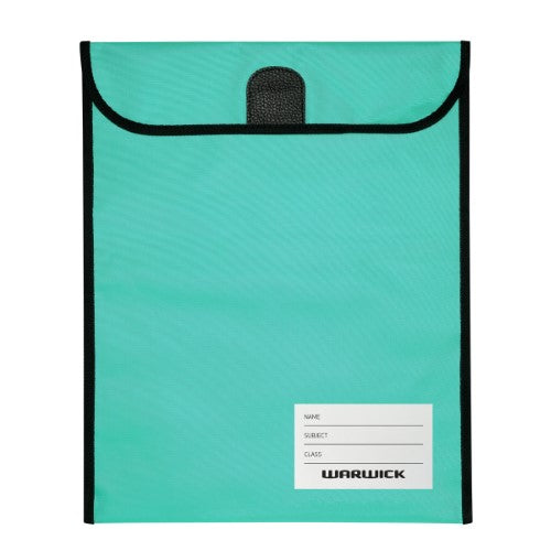 Warwick Homework Bag Medium 290x360mm Hook & Loop Aqua