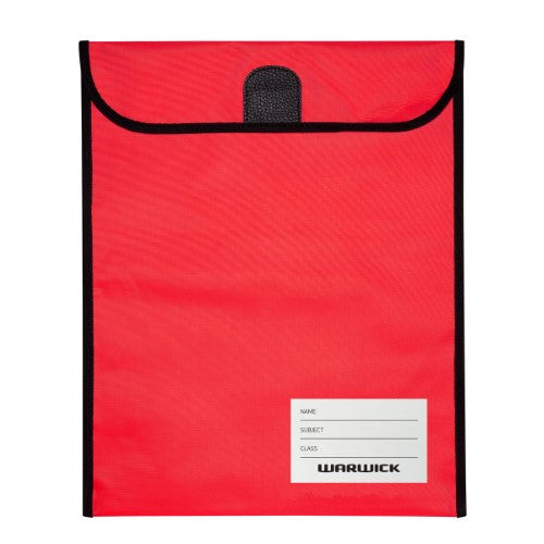 Warwick Homework Bag XL 450x360mm Hook & Loop Red