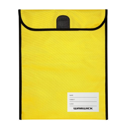 Warwick Homework Bag XL 450x360mm Hook & Loop Yellow