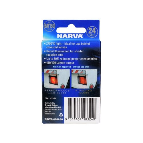 LED BAYONET GLOBE 24V BAY15S 410/130Lm