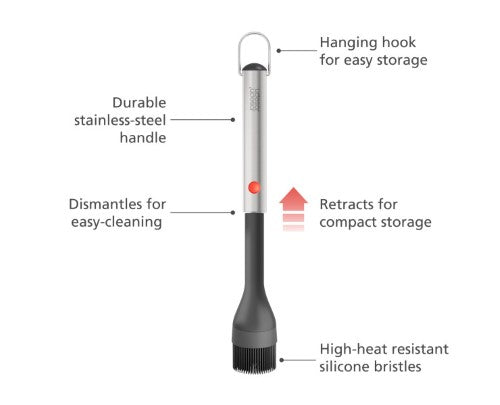 GrillOut BBQ Silicone Basting Brush with retractable head - Joseph Joseph