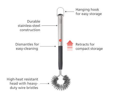GrillOut Heavy-duty BBQ Cleaning Brush with retractable head - Joseph Joseph