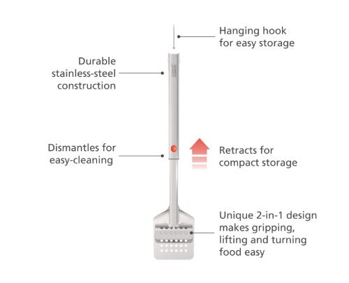 GrillOut BBQ Turner Tongs with retractable head - Joseph Joseph