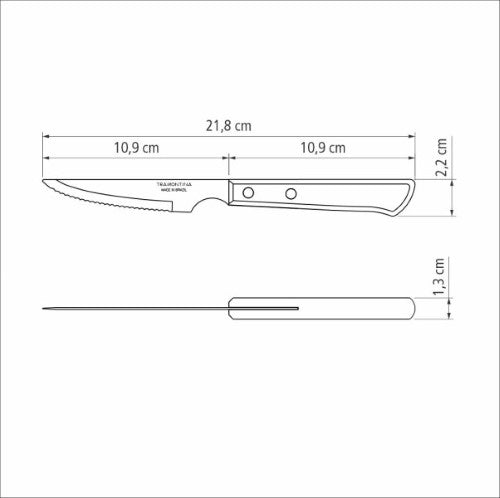 Churrasco Steak Knife Spanish 6 Piece Set 11cm Brown Handles - Tramontina