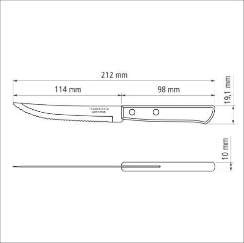 Churrasco Steak Knife Traditional 6 Piece Set 11cm - Tramontina